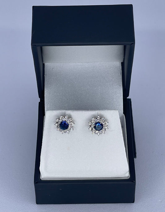 Blue Stone Flower Earrings